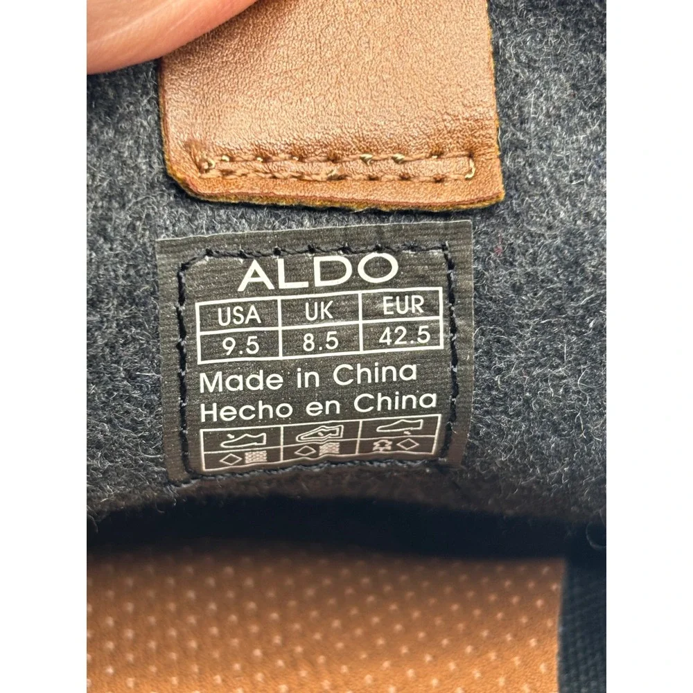 ALDO Men's Brown Leather & Wool Casual Oxford Shoes Size 9.5 Leather Lace-Up